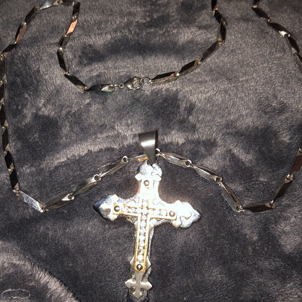 Cz cross necklace (men/women)